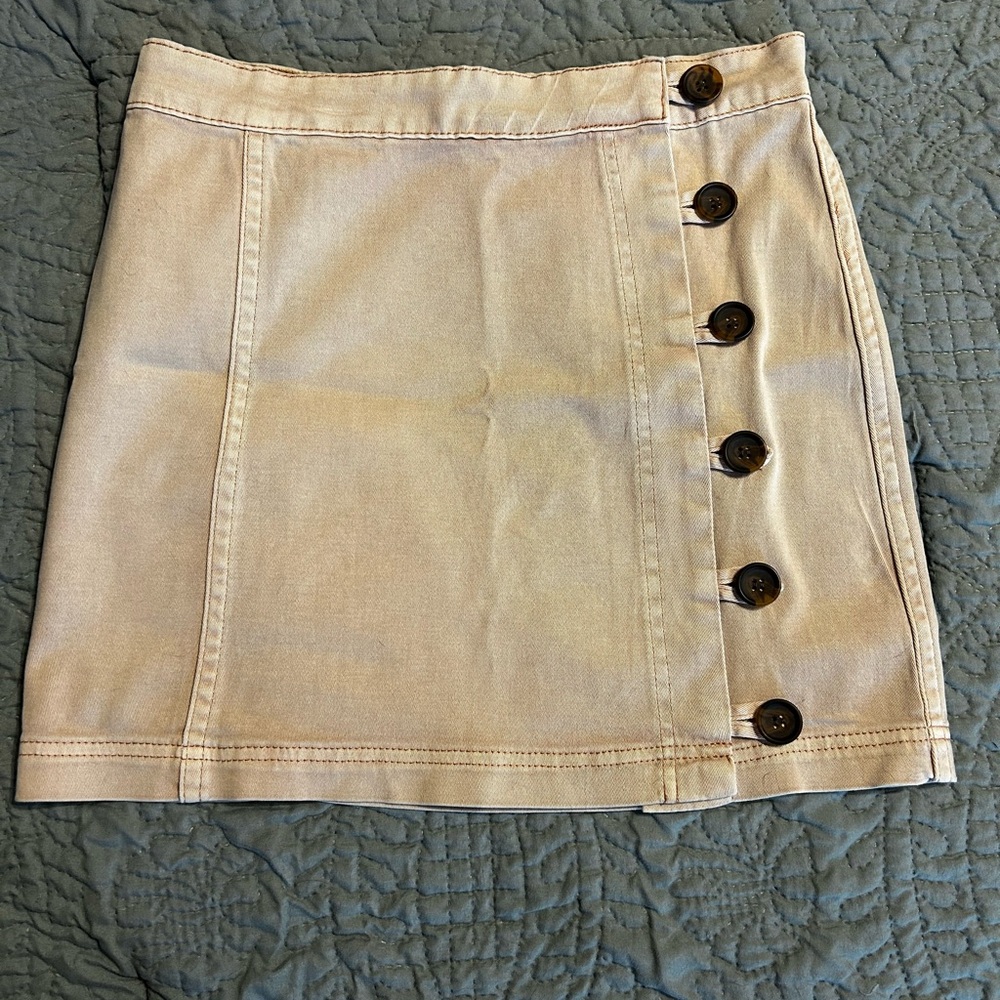 Altar'd State Cream Mini Pencil Skirt Wrap Casual
